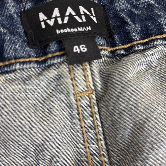 NWT boohooMAN Jeans Sz 46 Button Fly Plus Relaxed Rigid Ripped Carpenter Cargo - Picture 11 of 15